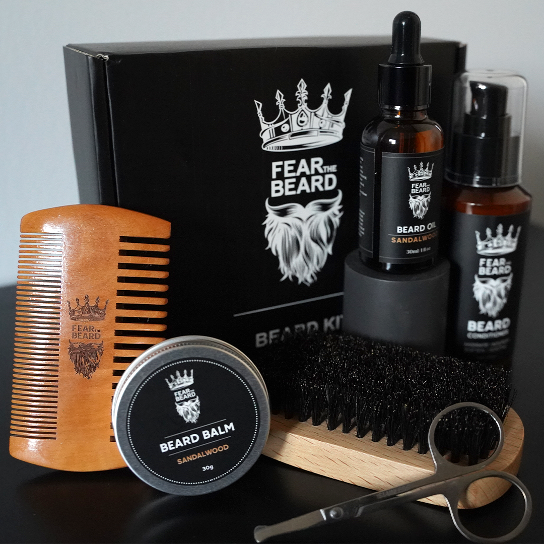 Beard Kit: Fearless Beard Mastery Collection (Beard Brush & Comb Kit + Beard Oil + Beard Balm + Beard Wash + Shears)