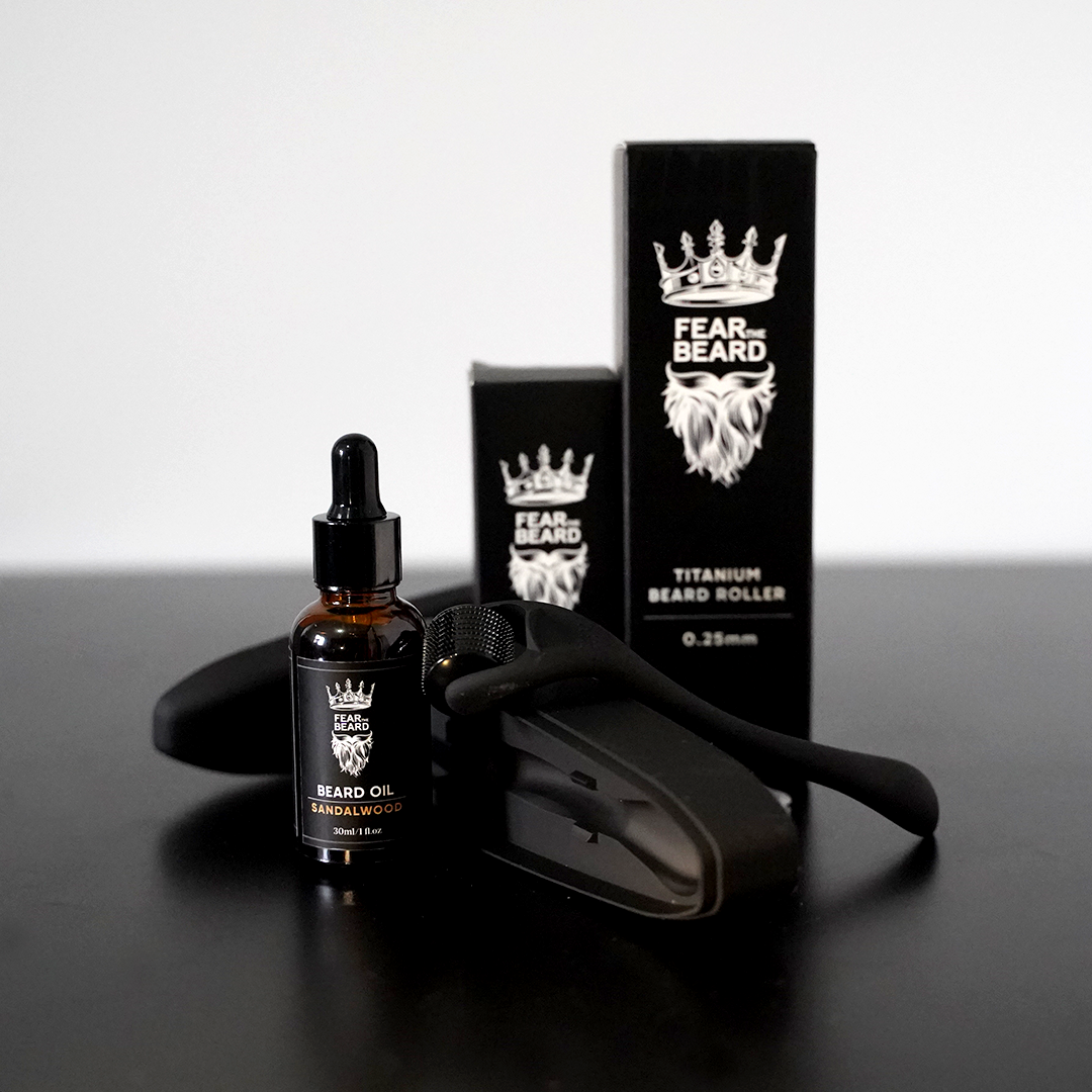 Beard Growth Kit (Titanium Beard Roller + Beard Oil)